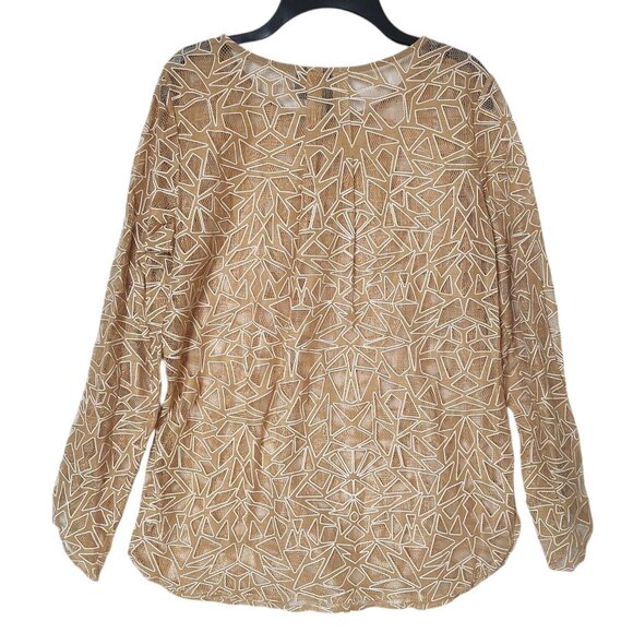 New Directions Womens Long Sleeve Semi-Sheer Pullover Blouse Top Size Medium NWT - Picture 3 of 7